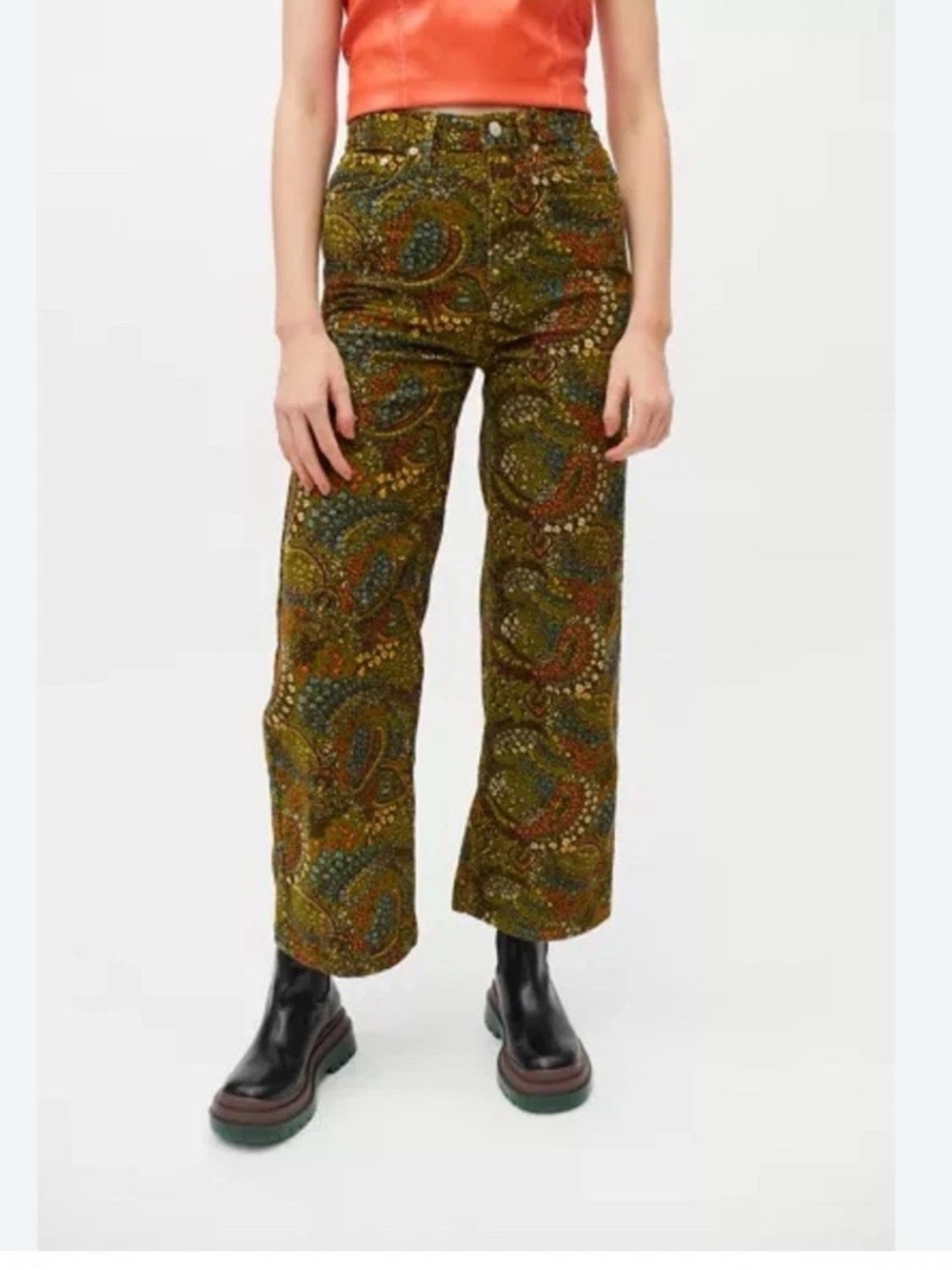 BDG- Urban Outfitters High & Wide Green Paisley Cords size 28